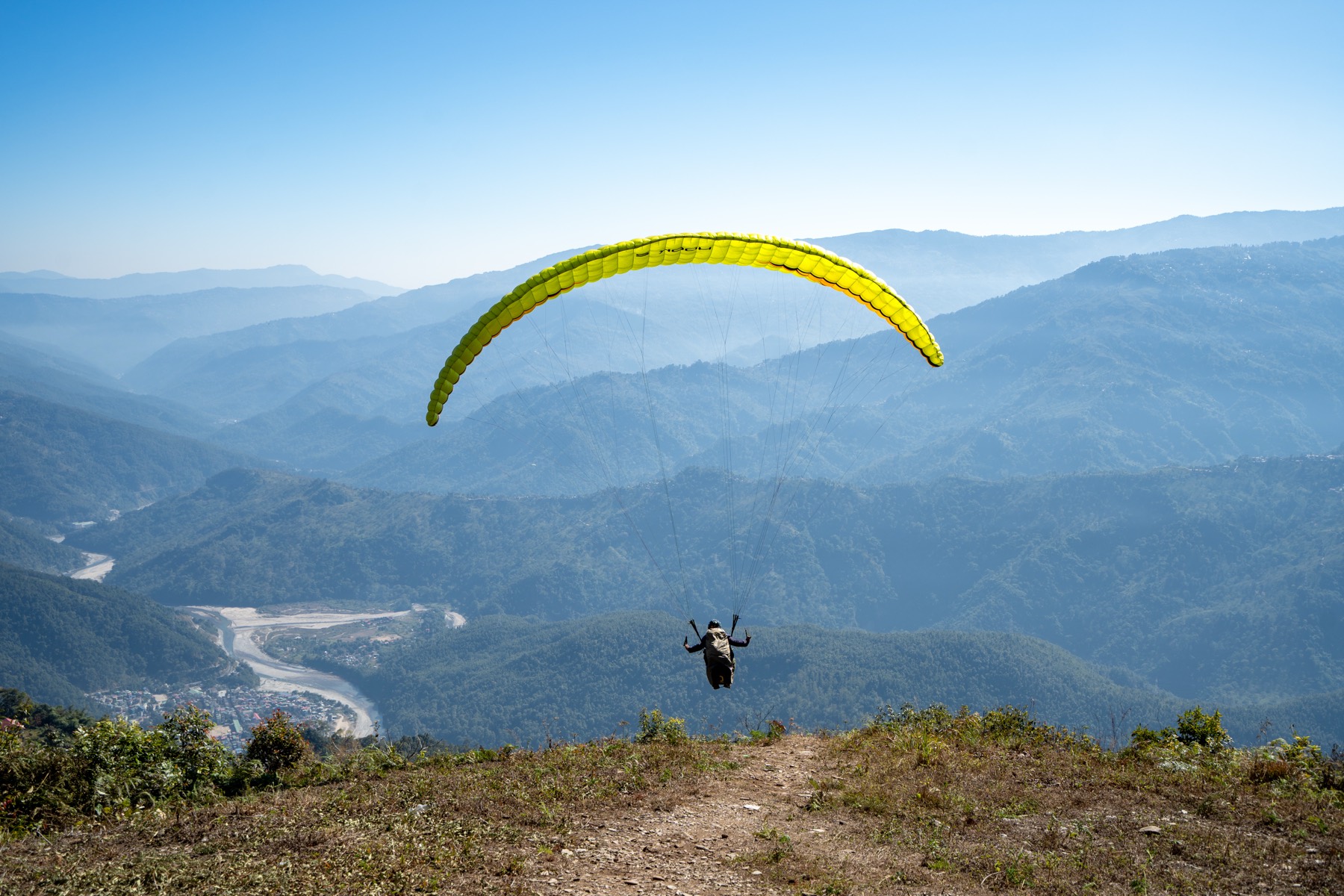 Paragliding over the valley