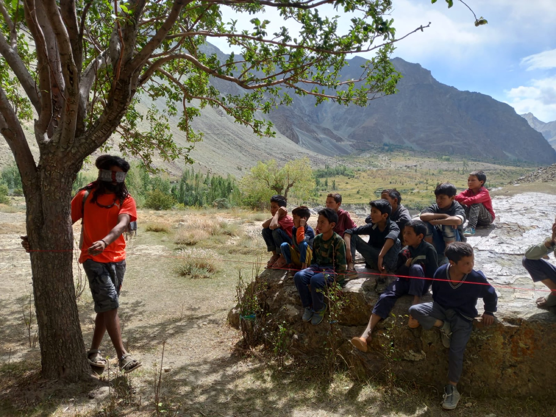 Grades 6 to 8 students outdoors