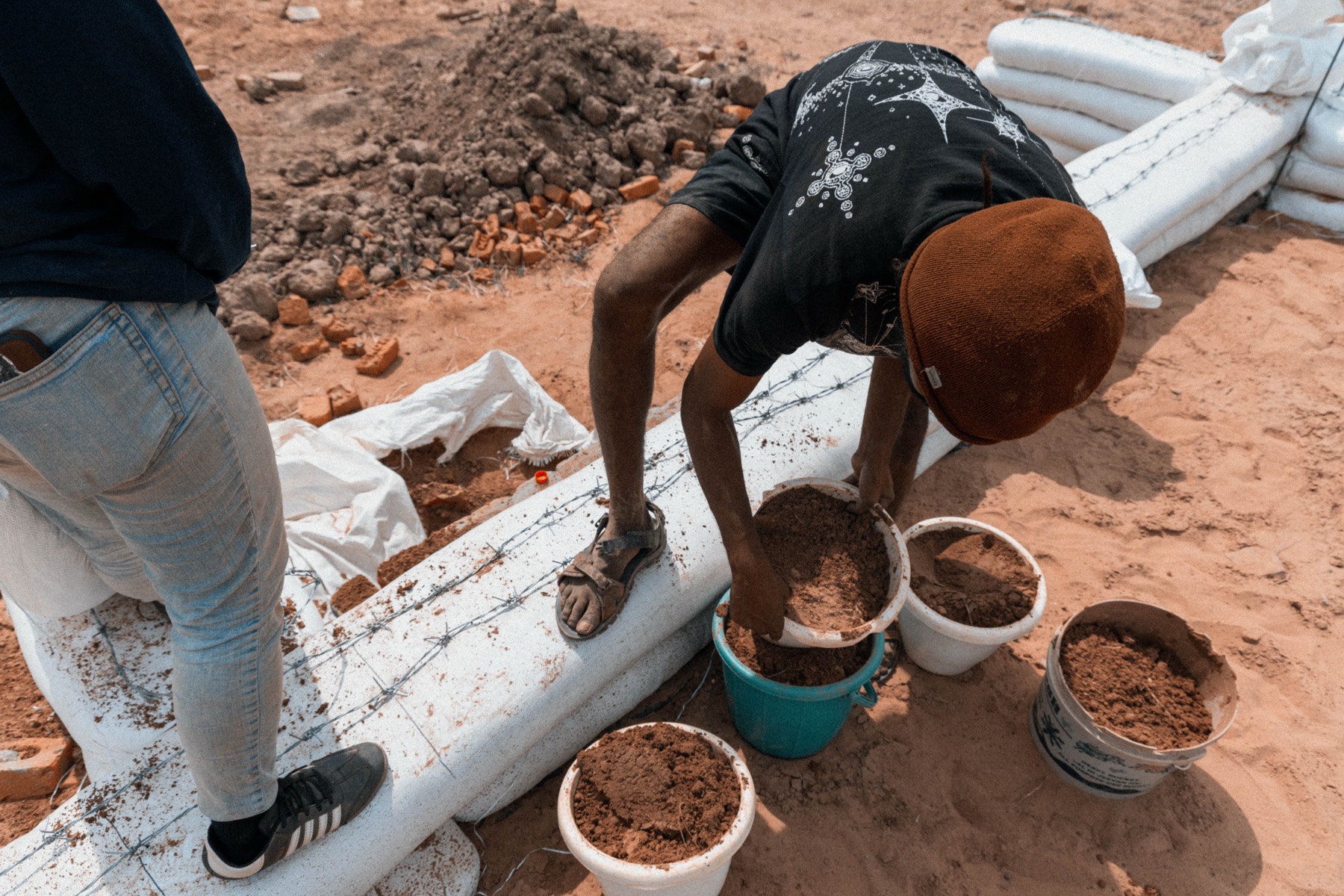 Packing earthbags