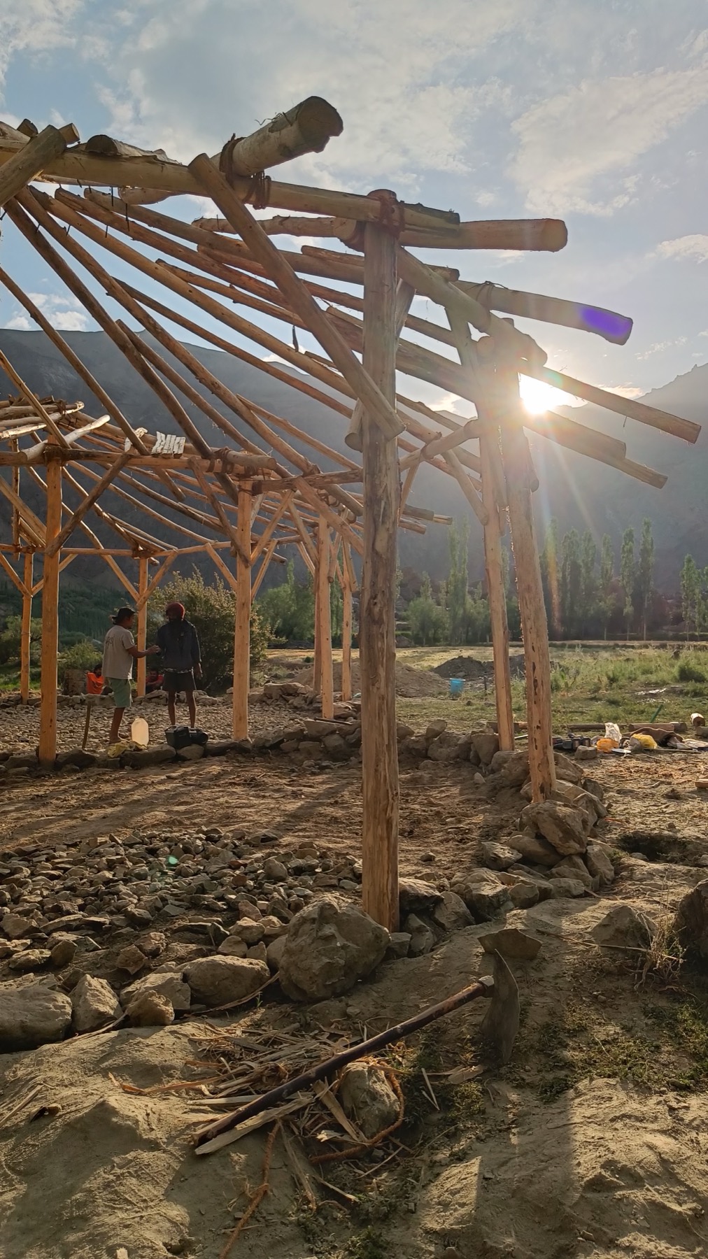 Timber and bamboo frame rising