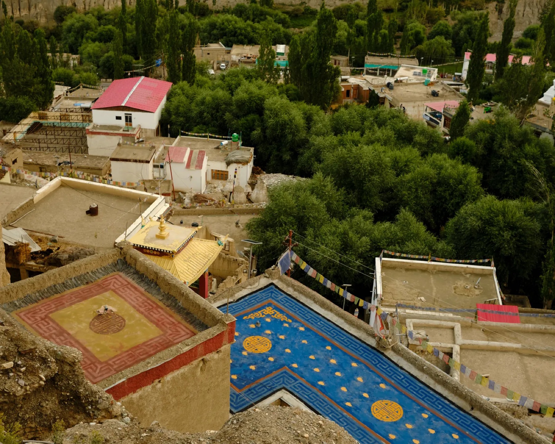 Painted rooftop seen from above