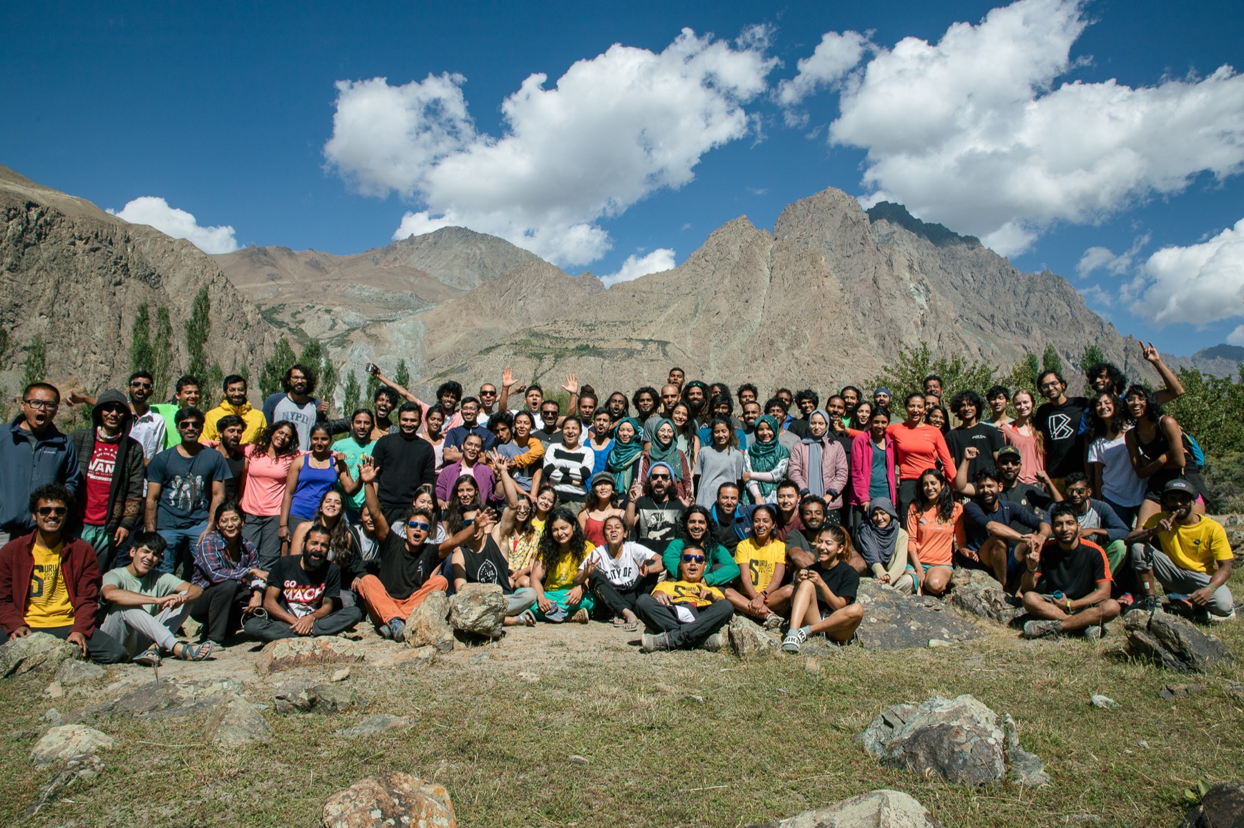 The whole crew in the mountains