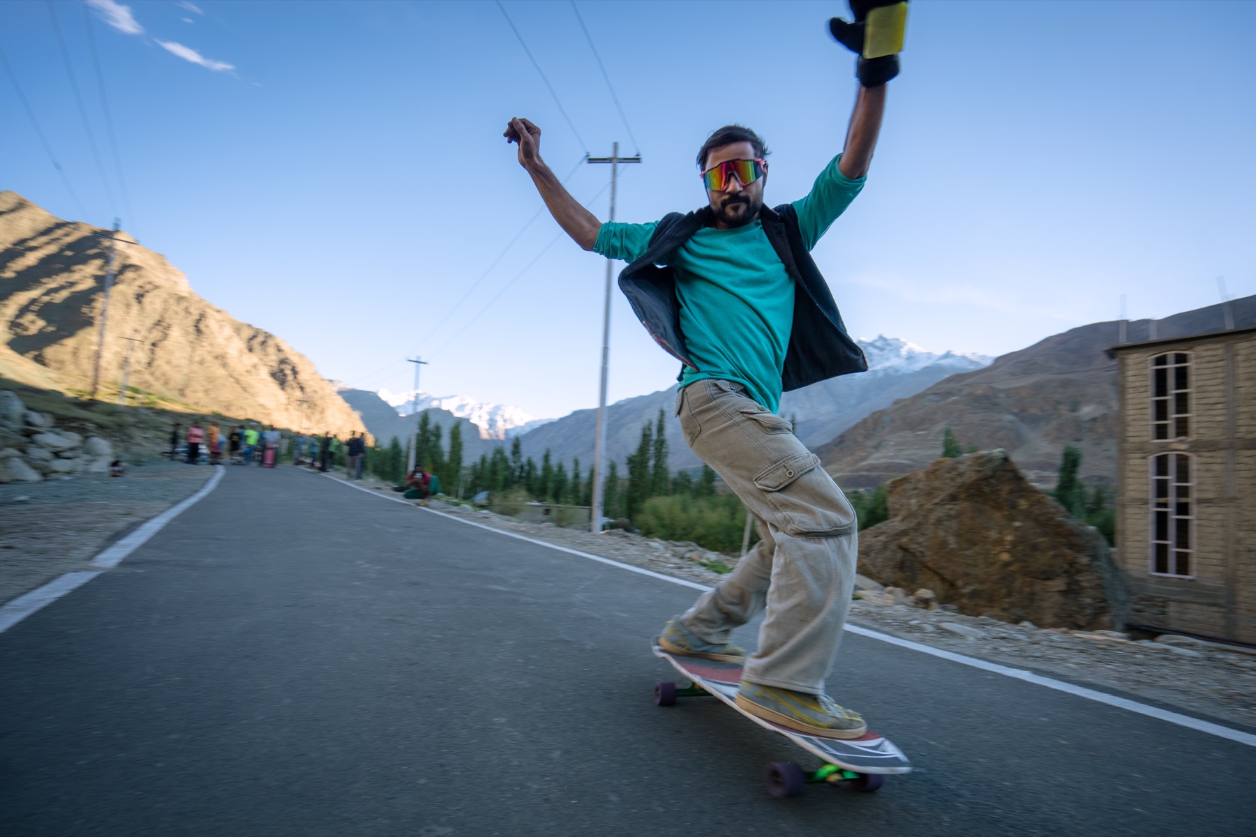 Longboarding down the valley road