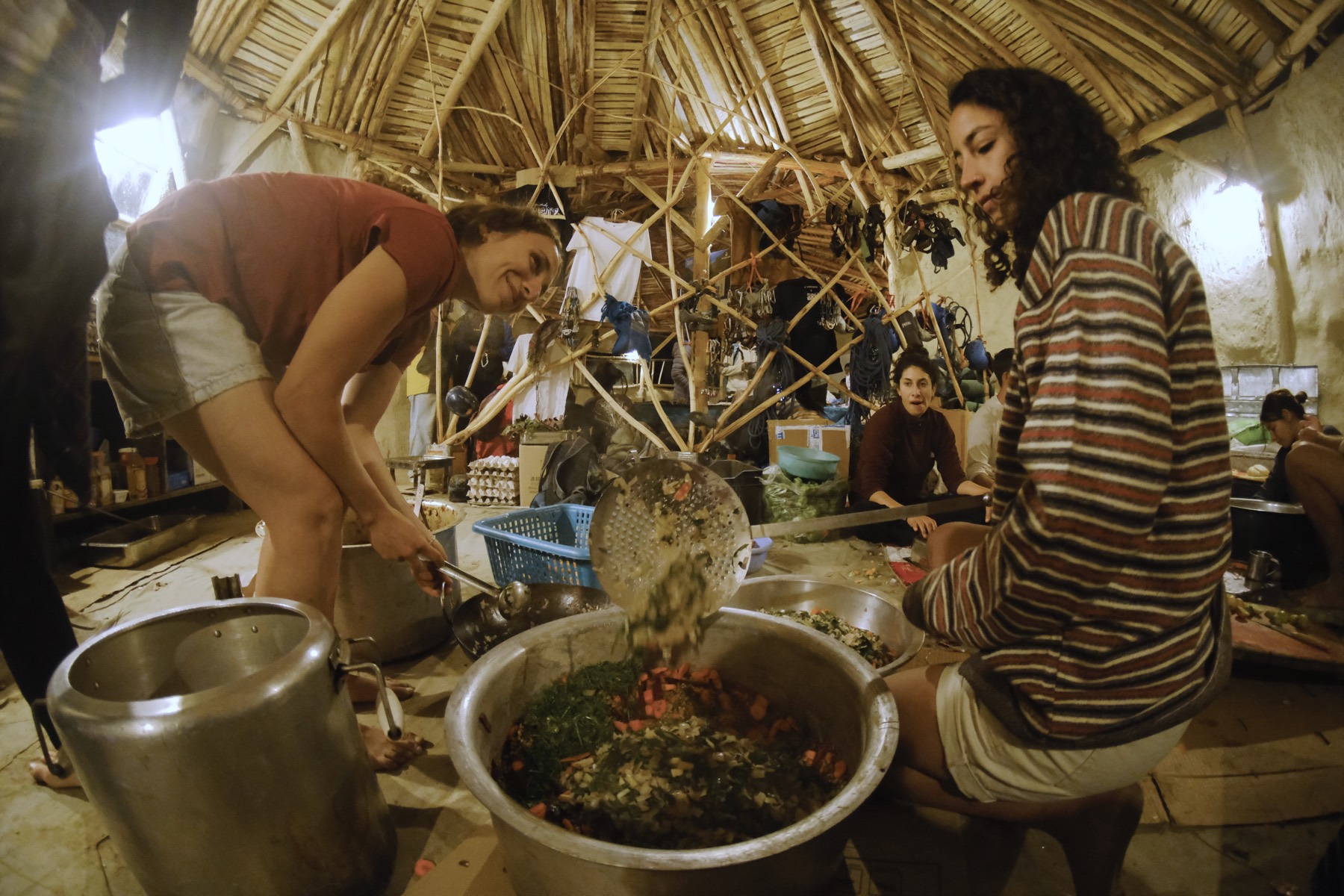 Cooking together in the community kitchen